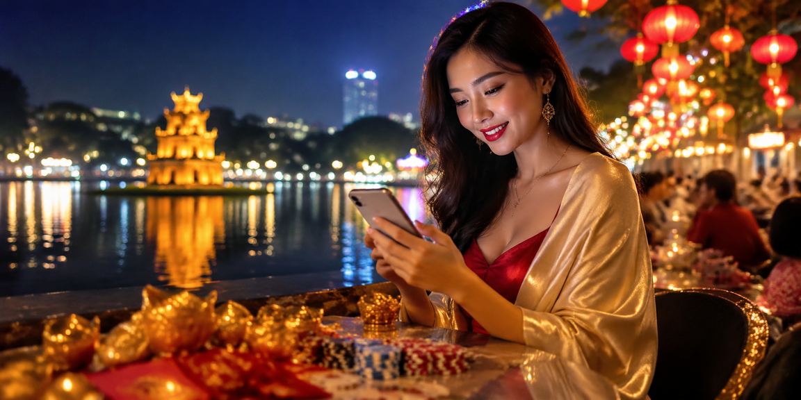 Giao diện cá cược trực tuyến trên điện thoại tại Hà Nội về đêm