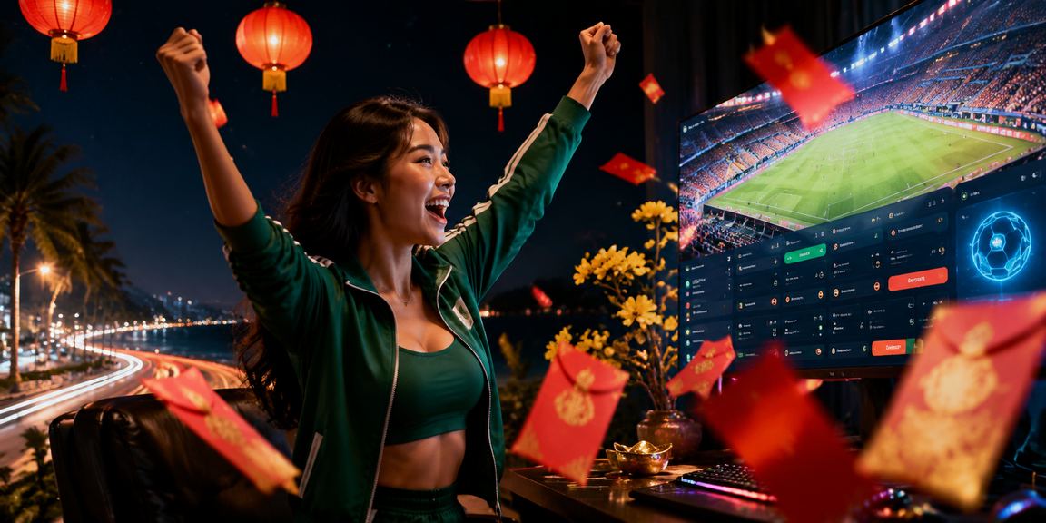 Người hâm mộ esports tại Mũi Né theo dõi giải VALORANT và đặt kèo trên điện thoại dưới ánh đèn lồng